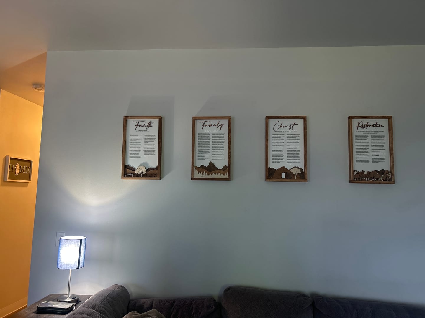 Customer photo review of 4-Piece Framed LDS Proclamation Signs With Beautiful Multi-layered Scenes