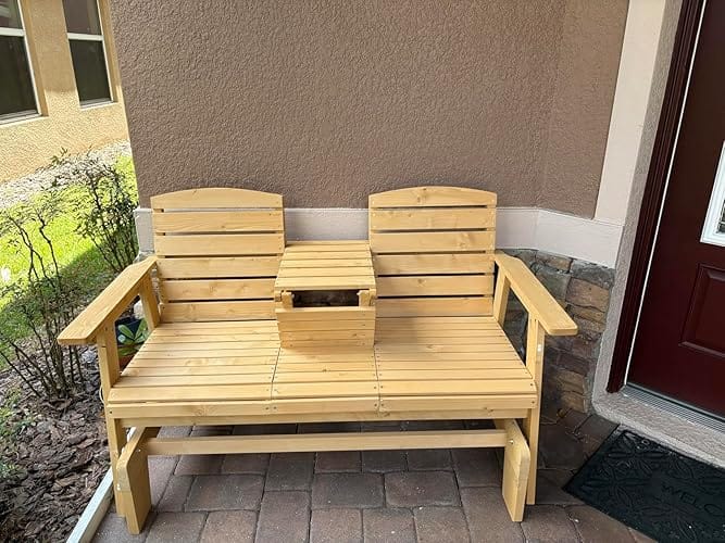 Customer photo review of HOMREST Outdoor Glider Chair with Cup Holders, Garden and Park Chair, All-Weather Porch Glider Bench