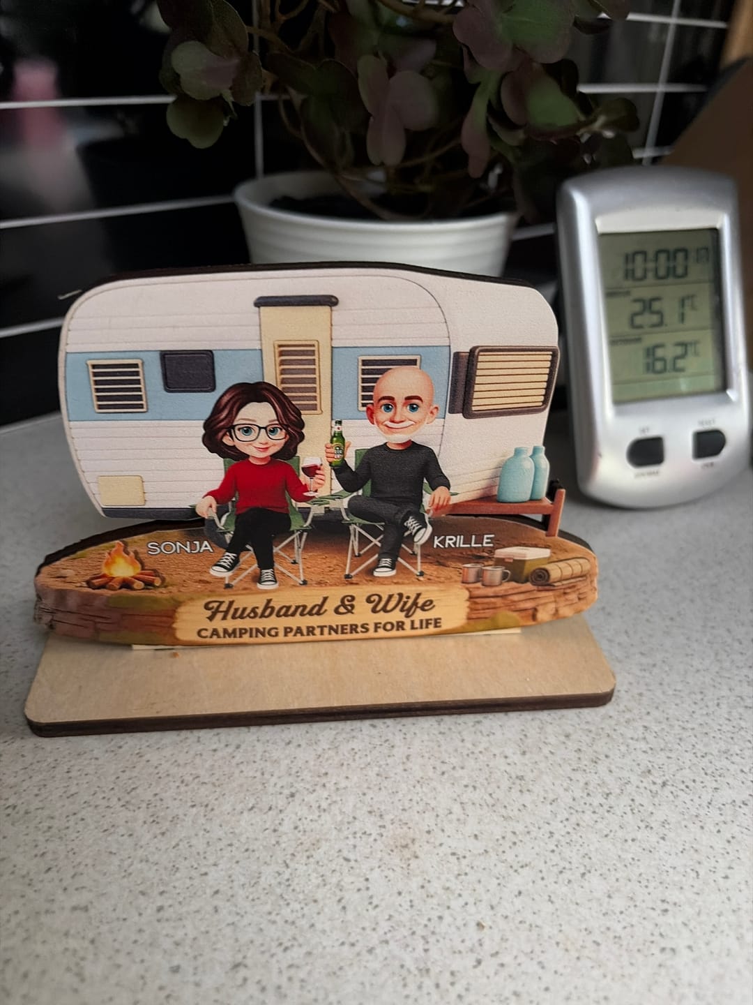 Customer photo review of Eternal Love Couple Camping Partners For Life - Personalized 2-Layered Wooden Plaque - Valentine's Day Gift For Couple, For Campers