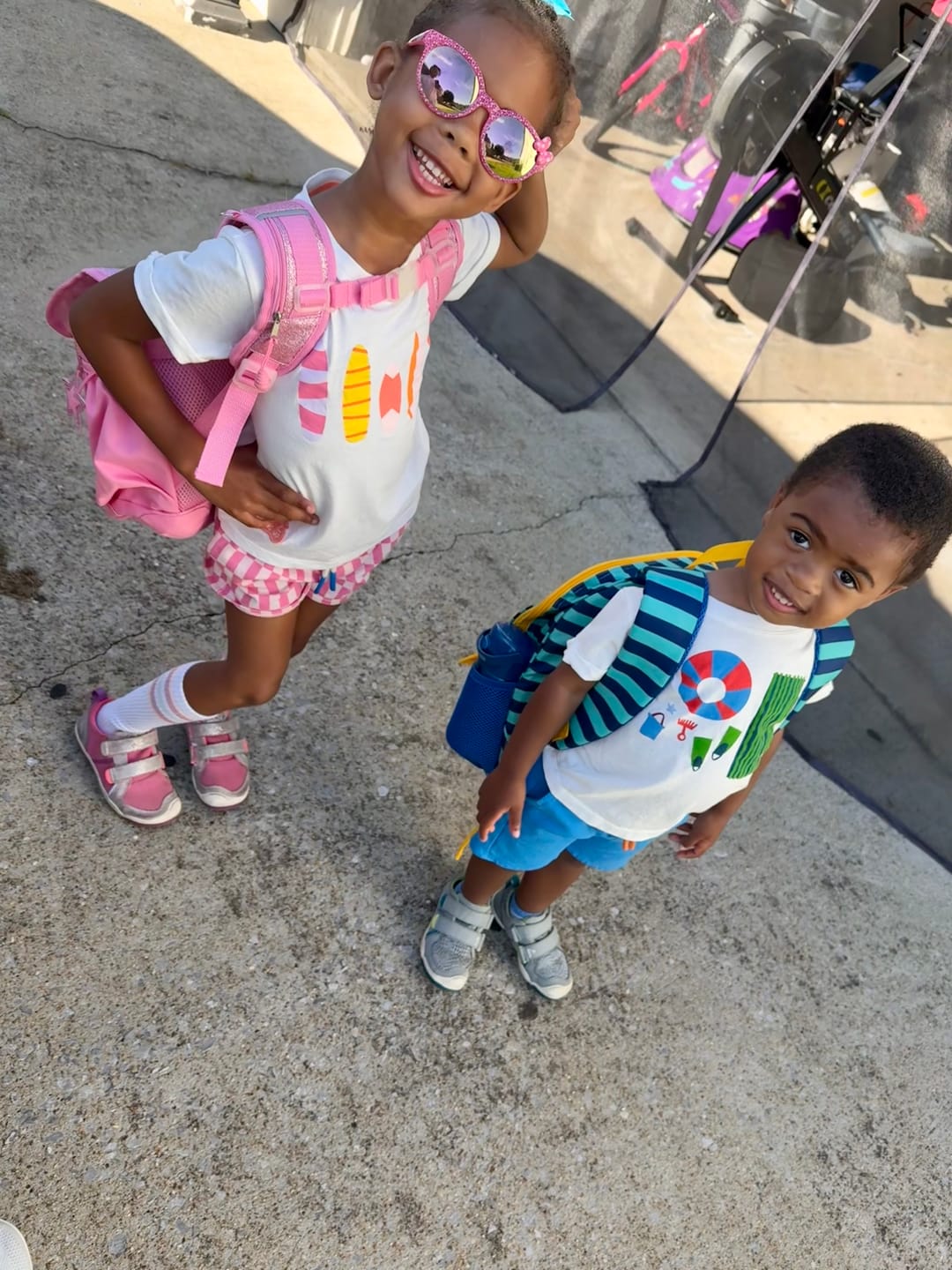 Customer photo review of Recycled Cotton Pink Surfboard Kid T-Shirt