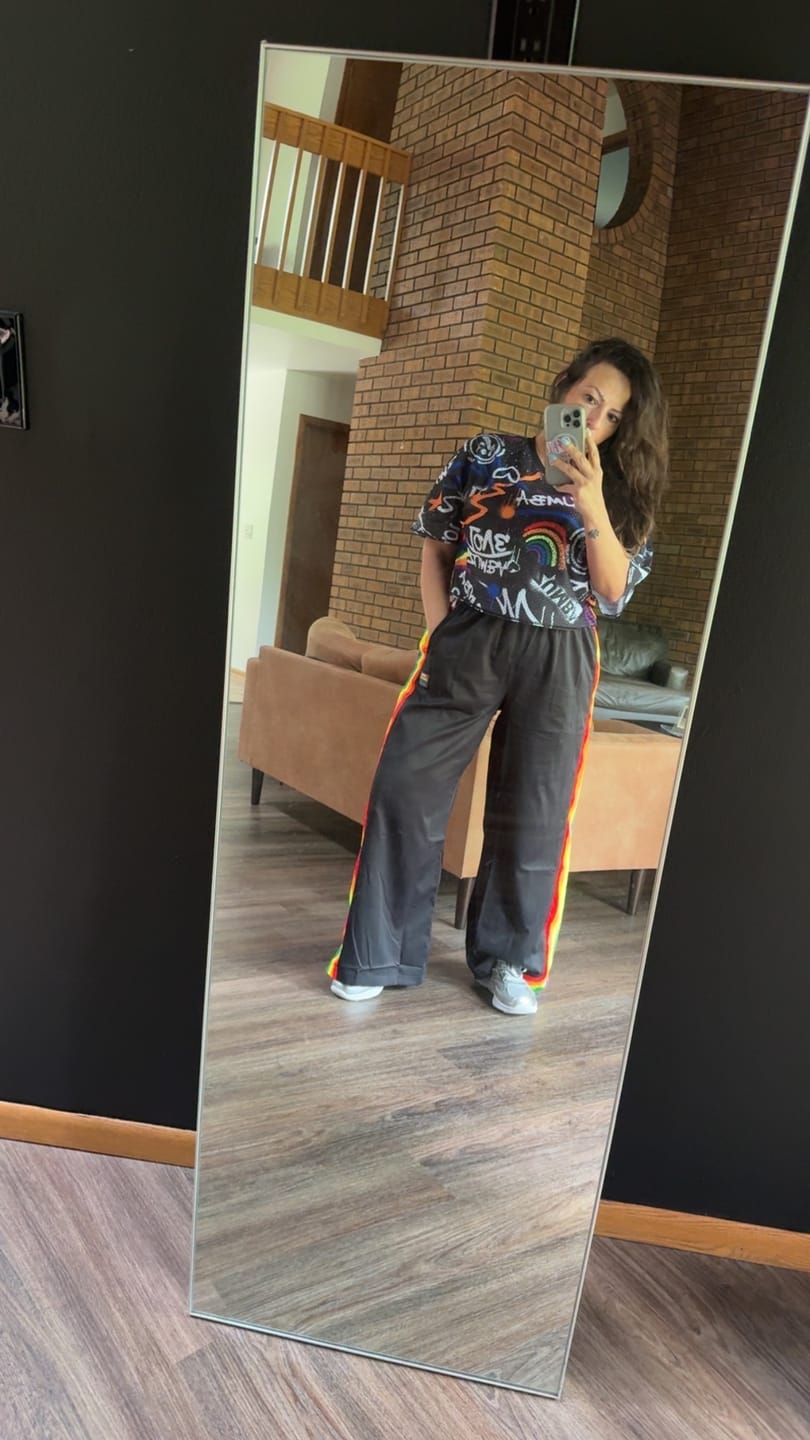Customer photo review of Pride Wide Leg Pants Side Snaps