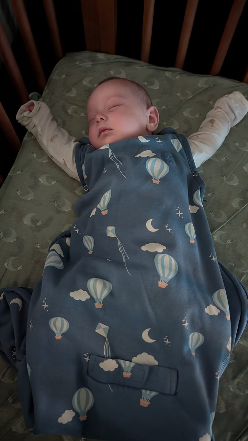 Customer photo review of 4 Season® Ultimate Baby Sleep Bag, Merino Wool & Organic Cotton, Sheep Slate