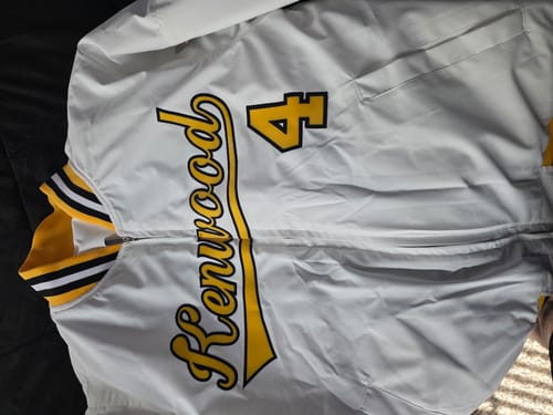 Customer photo review of Custom White Yellow-Black Varsity Full-Zip Letterman Bomber Jacket