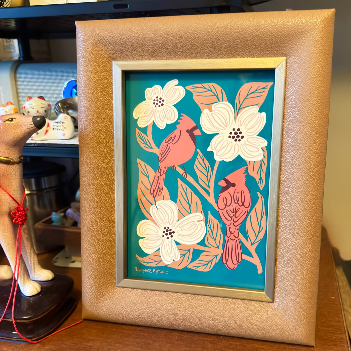 Customer photo review of Cardinals & Dogwood Art Print