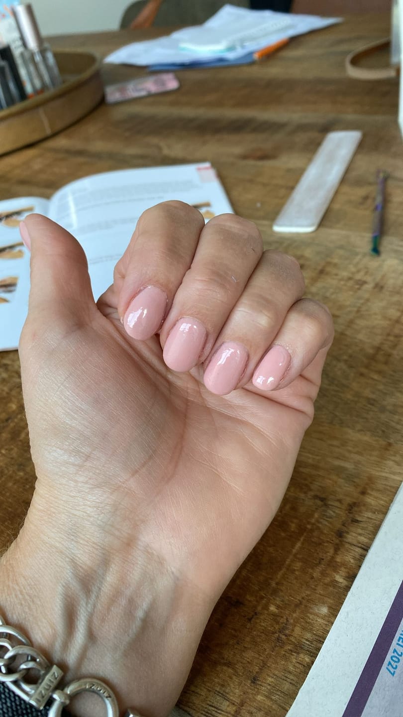 Customer photo review of Peach Sorbet Dipping Powder