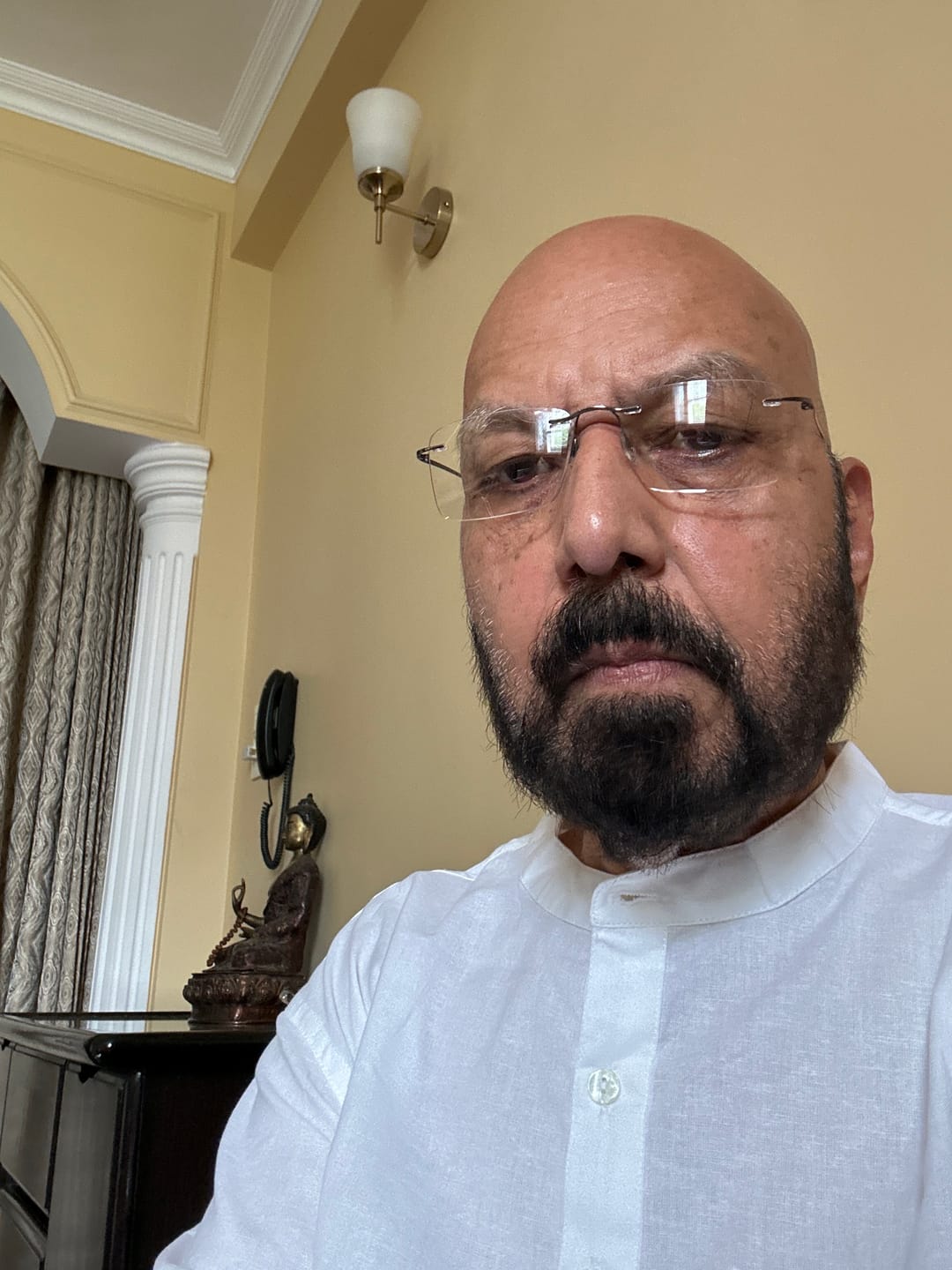Customer photo review of Men White Airy Linen Long Kurta