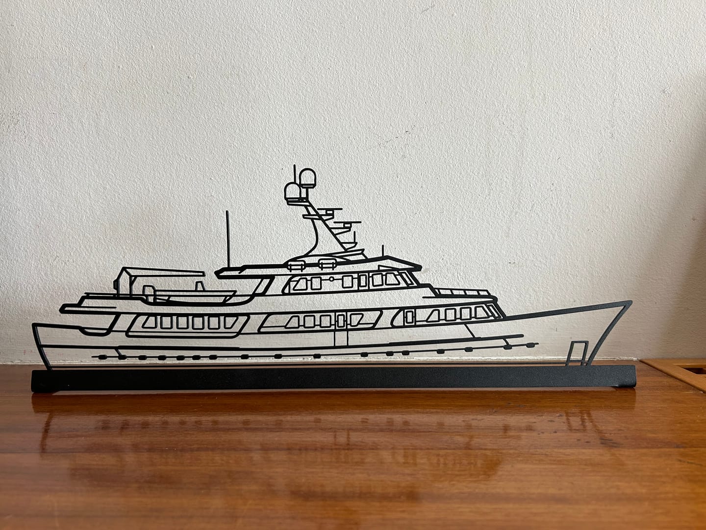 Customer photo review of Your Custom Boat Standing Silhouette Metal Art