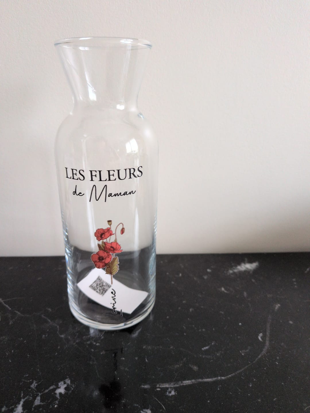 Customer photo review of Toujours en fleur – Vase personnalisé en verre avec fleurs et prénoms pour parents et grands-parents