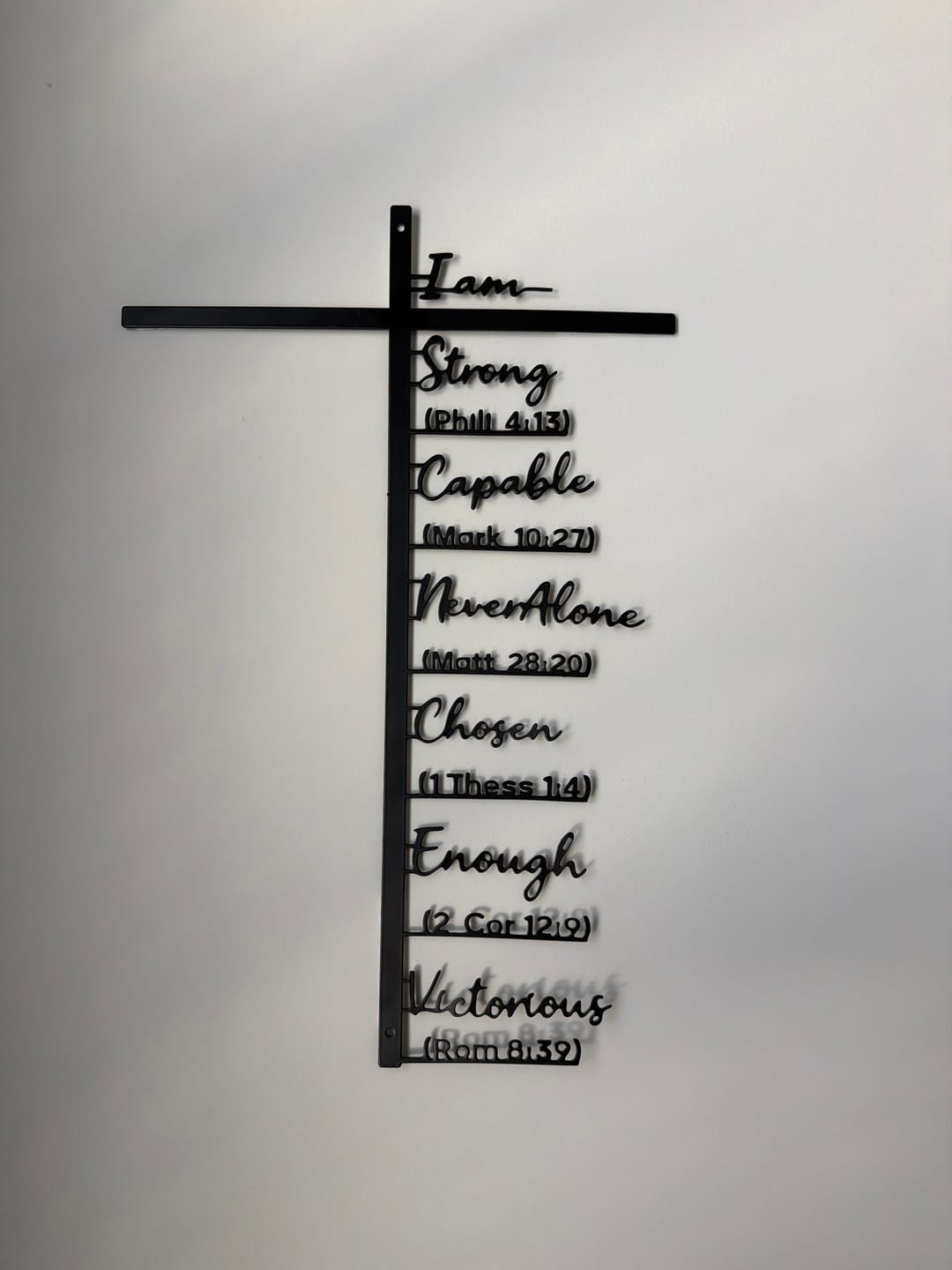 Customer photo review of Christianartworkshop Biblical Verse Cross Metal Wall Decor: Daily Faith Reminder