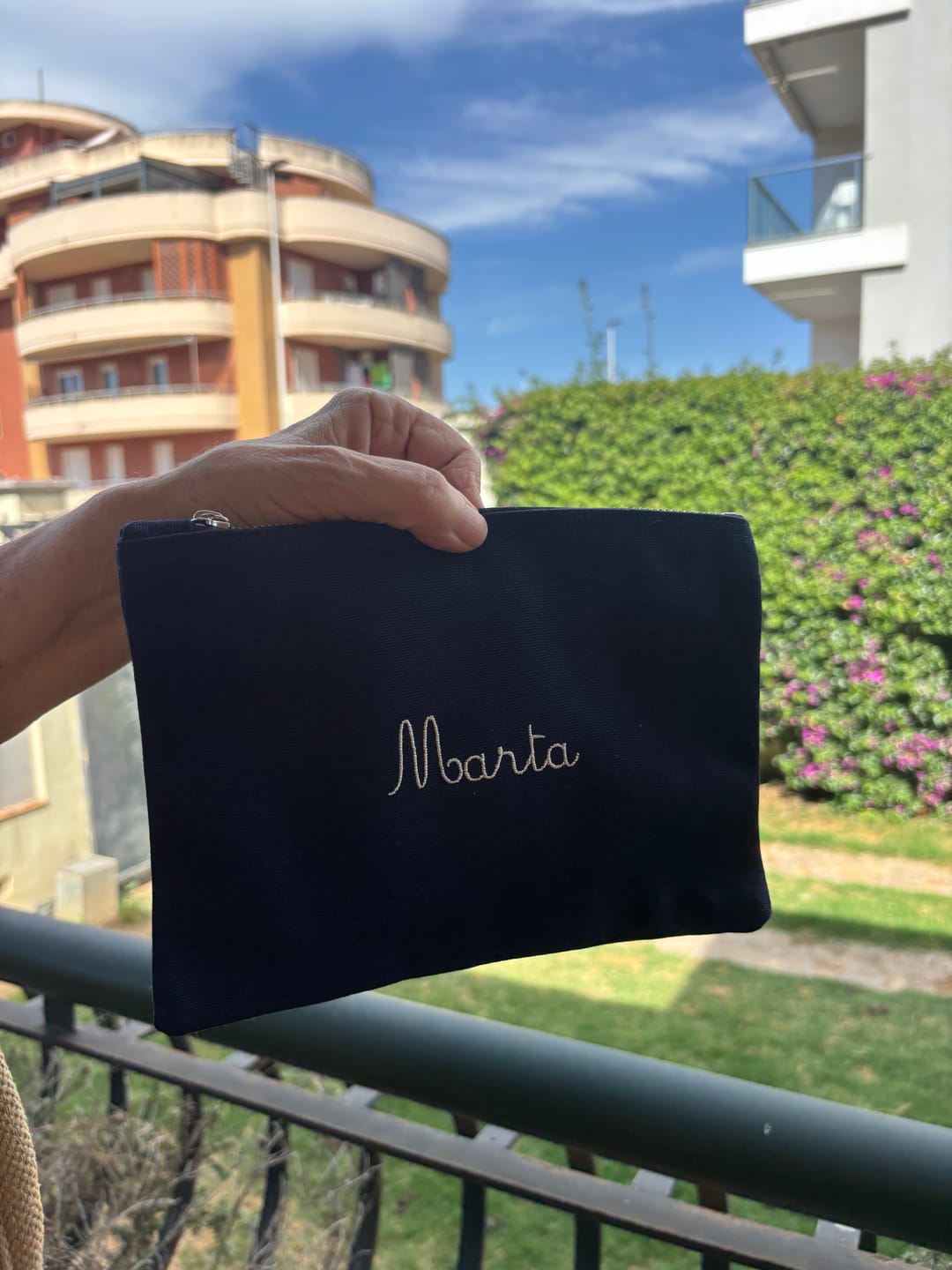 Customer photo review of Pouch Bag in Cotone - Blu navy