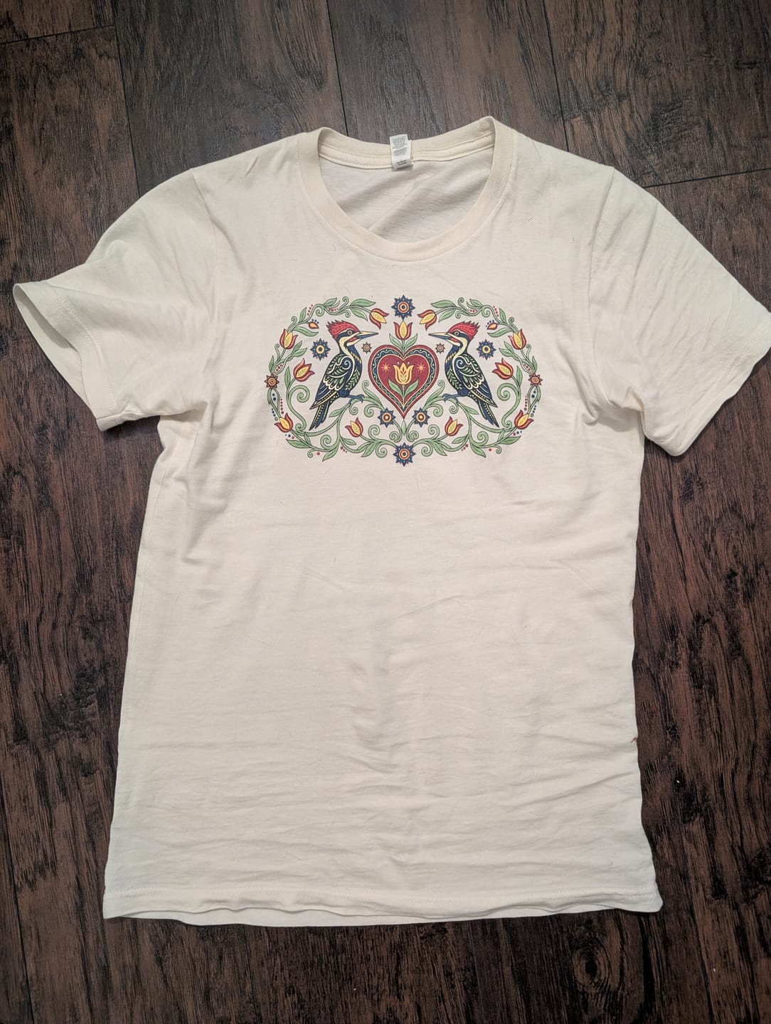 Customer photo review of Folk Art Woodpeckers Tee