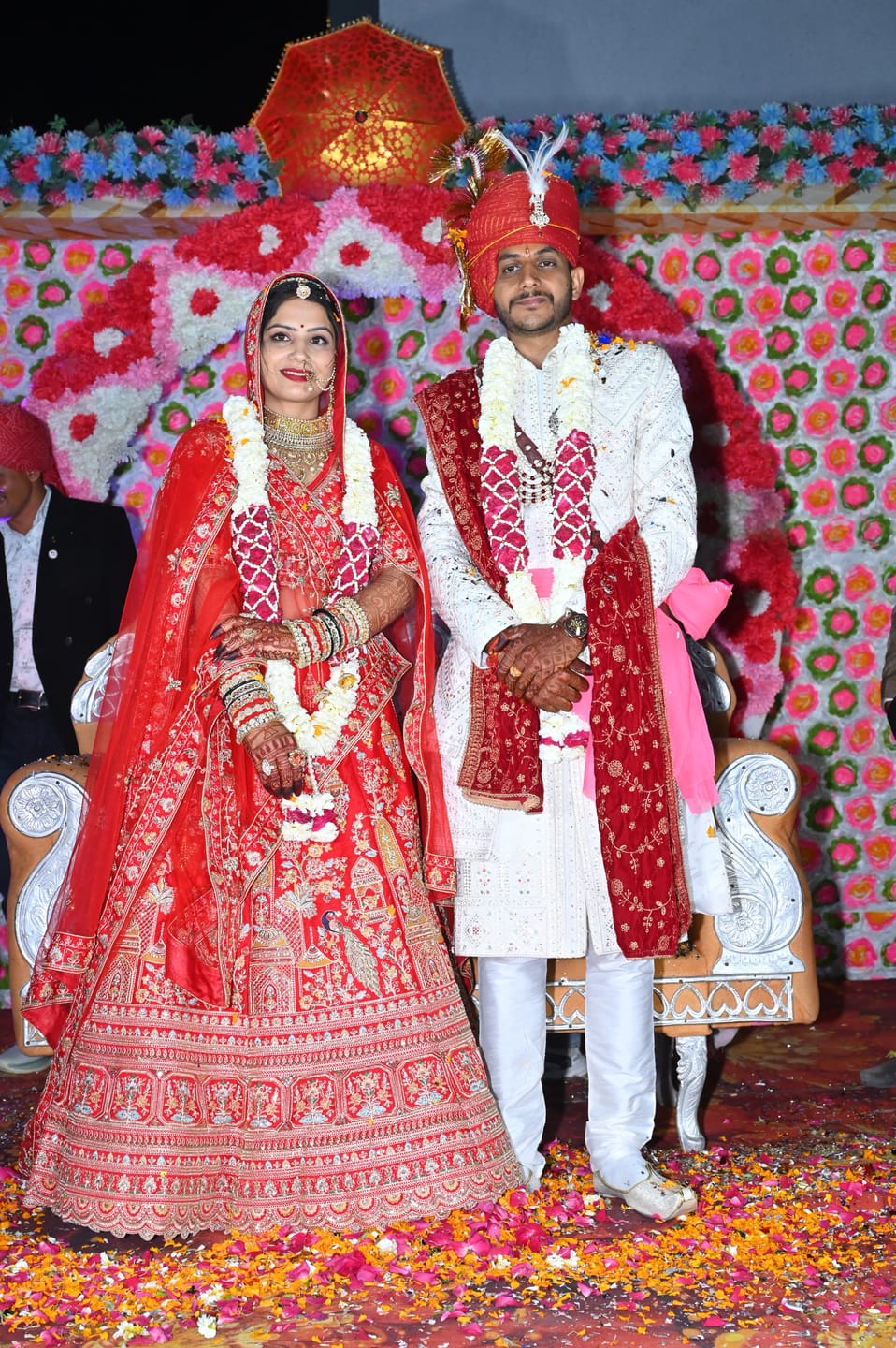 Customer photo review of Trending Premium Silk With Zarkan Diamond & Embroidery Work Red Bridal Lehenga