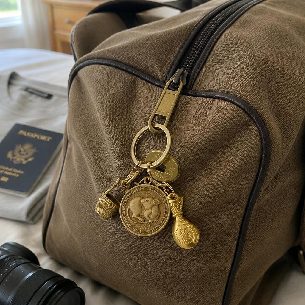 Customer photo review of FuAttract Fortune Protection Energy Flow Chinese Zodiac Brass Keychain