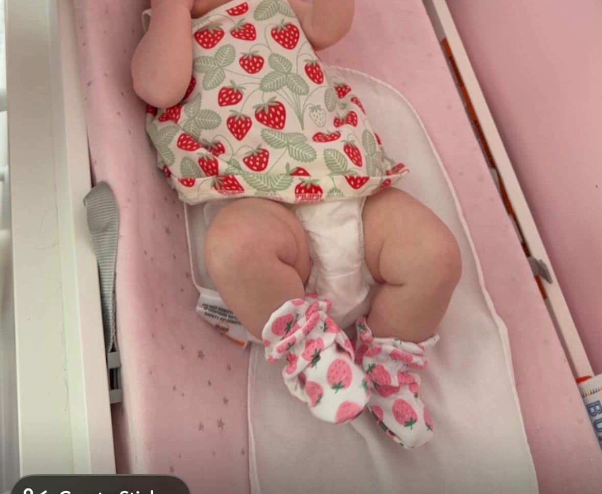 Customer photo review of Strawberries Organic Cotton Gripper Baby Bootie