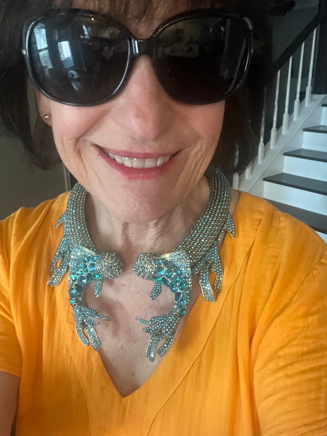 Customer photo review of HEIDI DAUS® “Koi Dynasty” Crystal Koi Fish Statement Collar Necklace