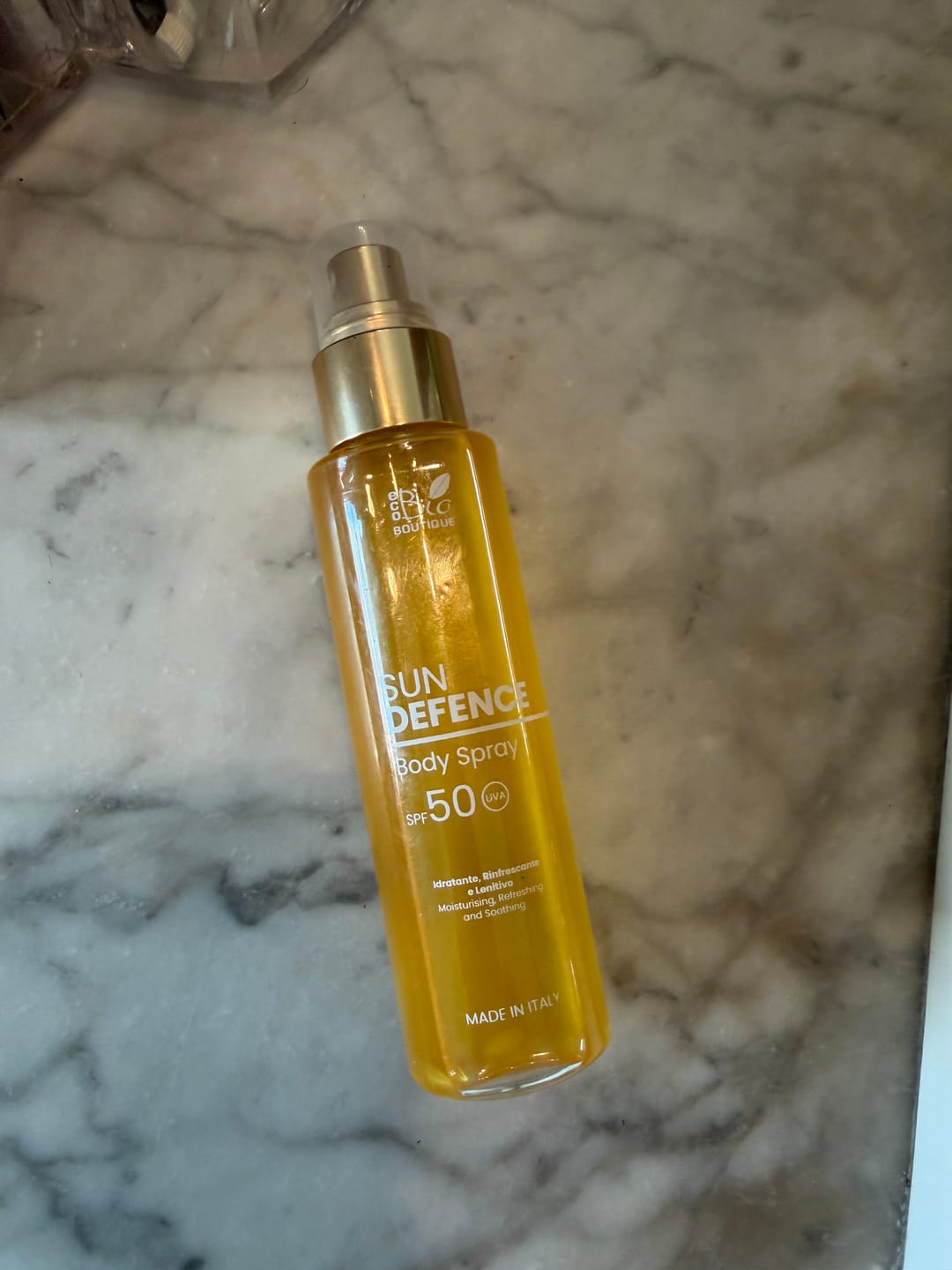 Customer photo review of Sunscreen Body Spray SPF50 - Sun Defence