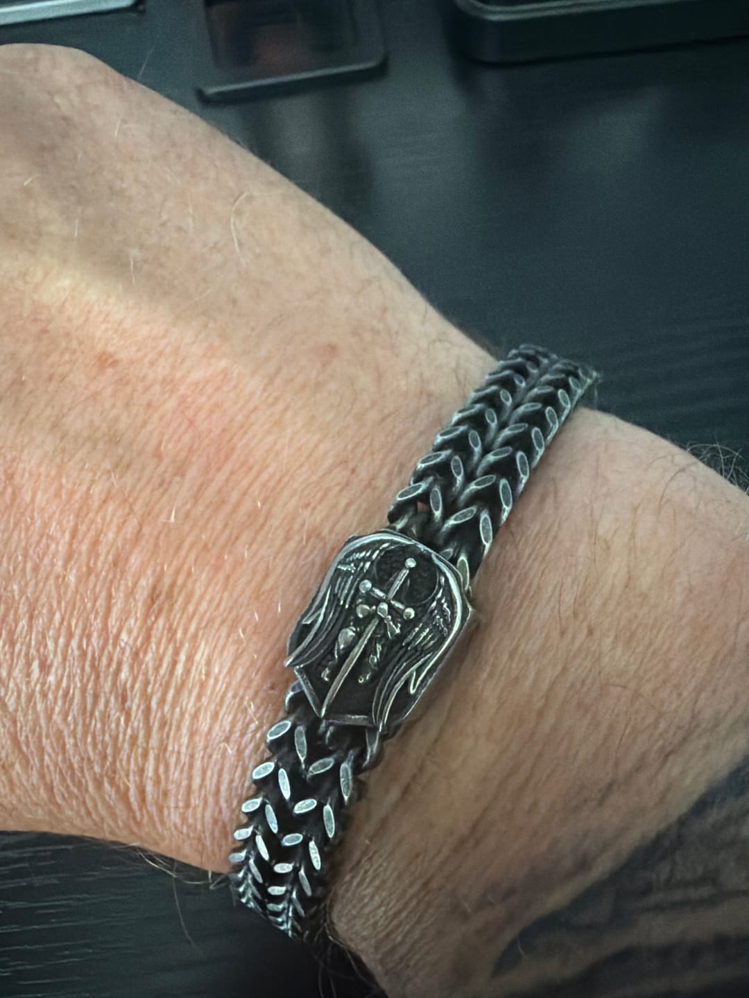 Customer photo review of Special Military Appreciation Month Offer - St. Michael Defend Us Bracelet