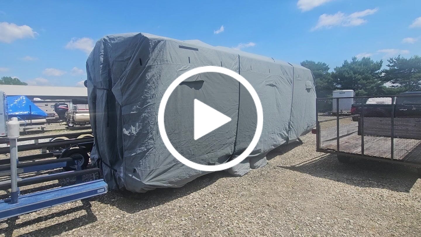Customer video review of Upgraded Easy Setup RV Cover Extra Thick 5 Layers Travel Trailer Cover Camper Cover with Assist Poles
