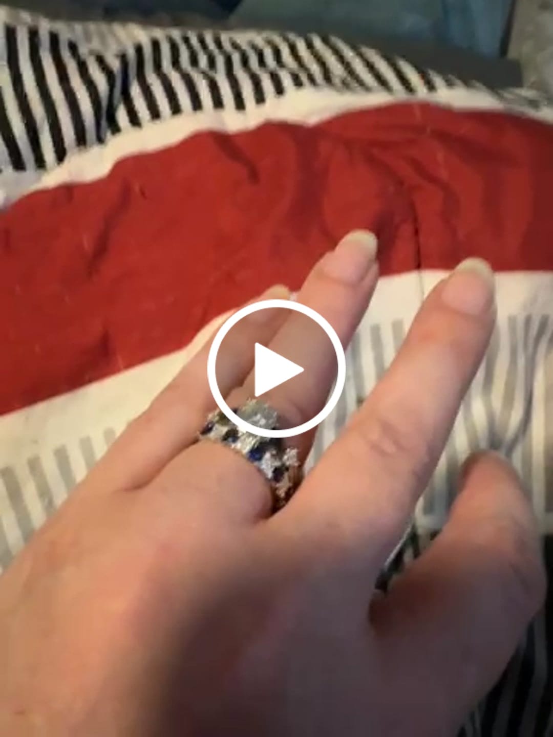 Customer video review of Alternating Princess Moissanite And Sapphire Half Eternity Wedding Band Ring