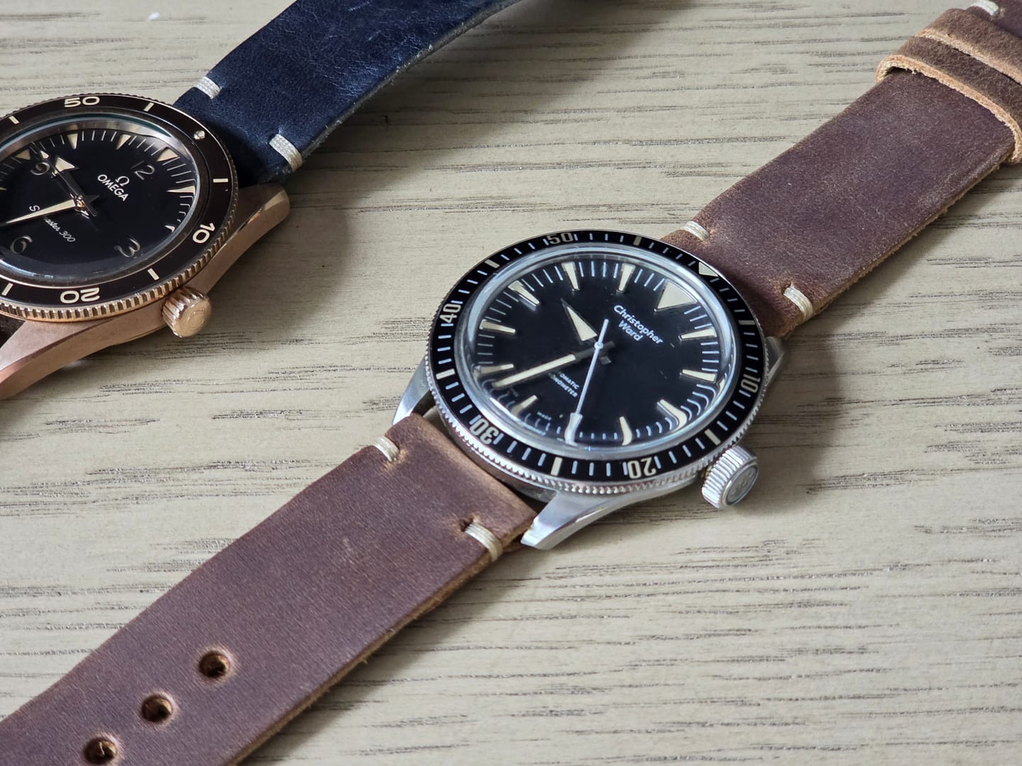 Customer photo review of Walnut Crazy Horse Leather Watch Strap, Natural Thread