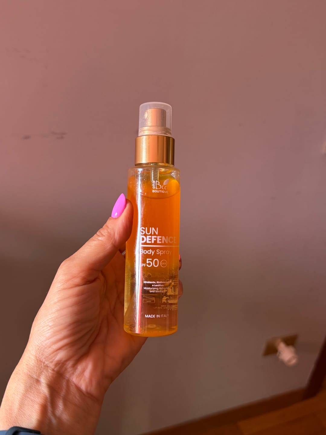 Customer photo review of Sunscreen Body Spray SPF50 - Sun Defence
