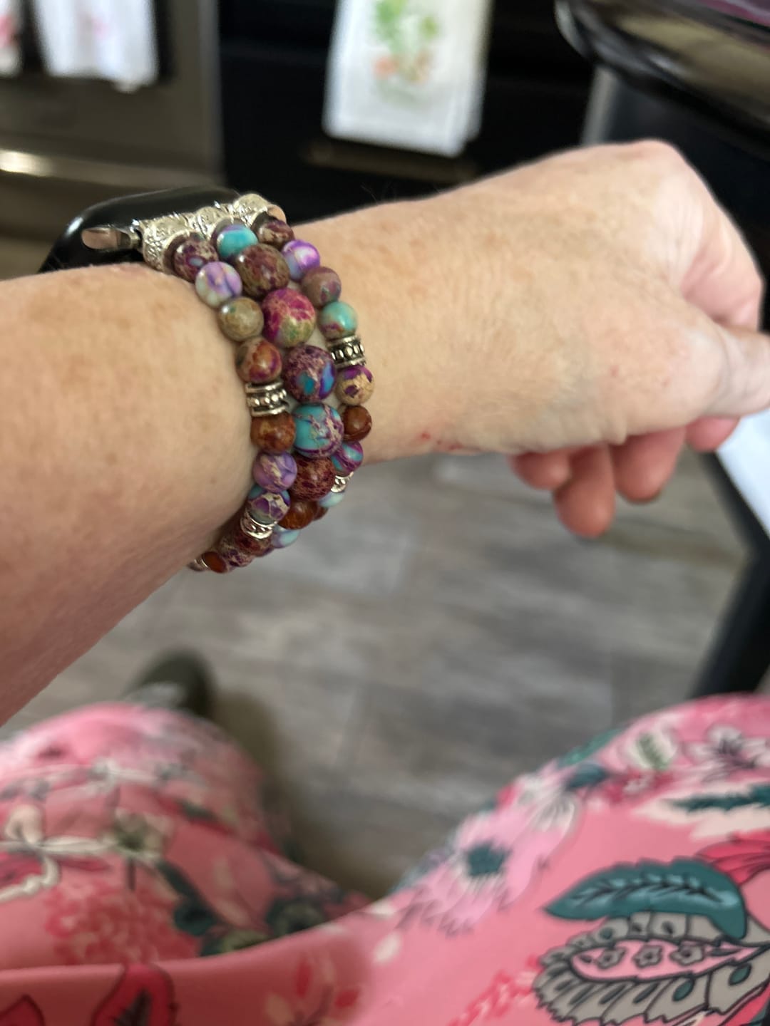 Customer photo review of Intense Jasper Stretch Apple Watch Strap