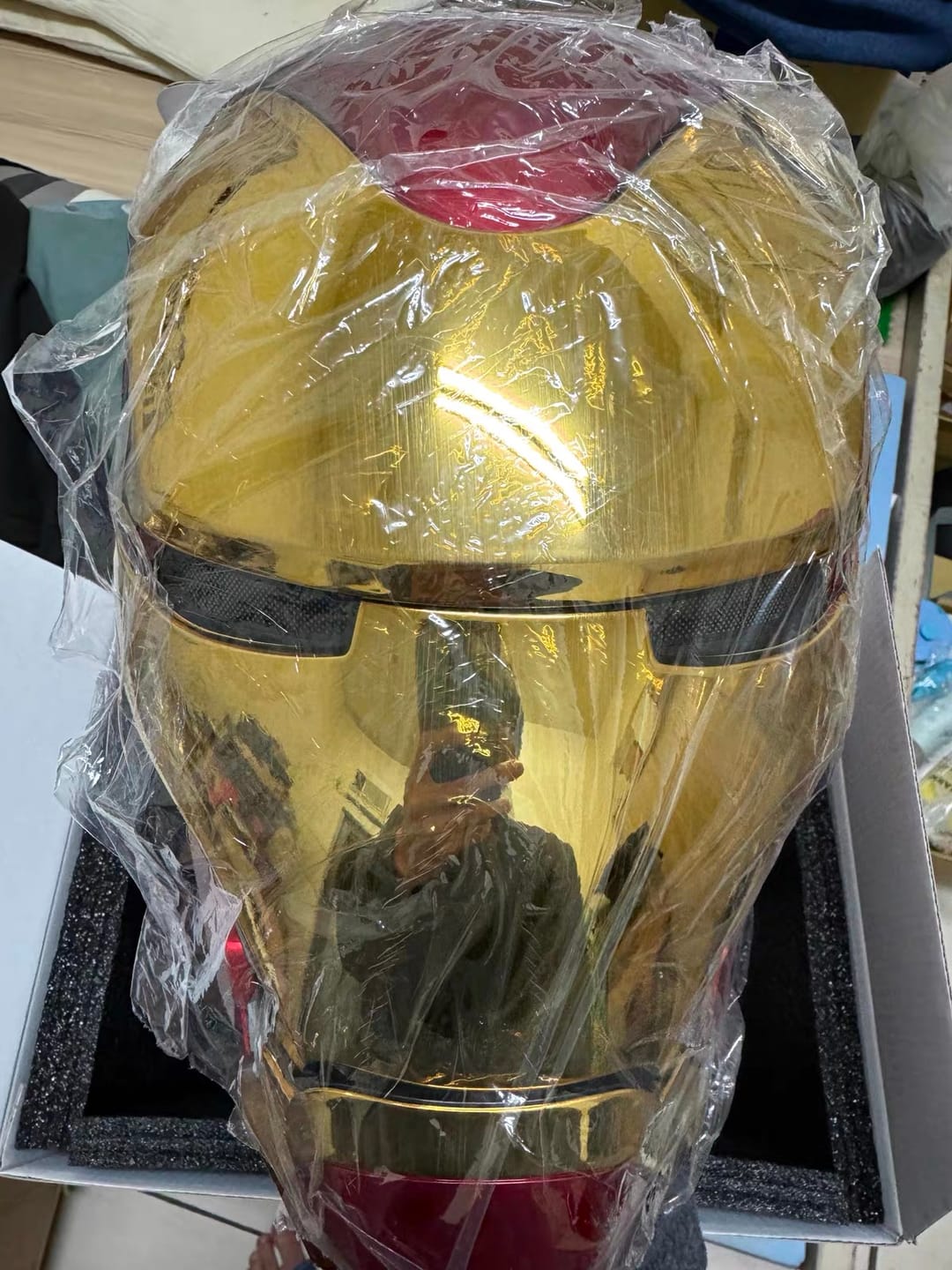 Customer photo review of Iron Man Mark 50 Helmet Life Size Wearable Replica