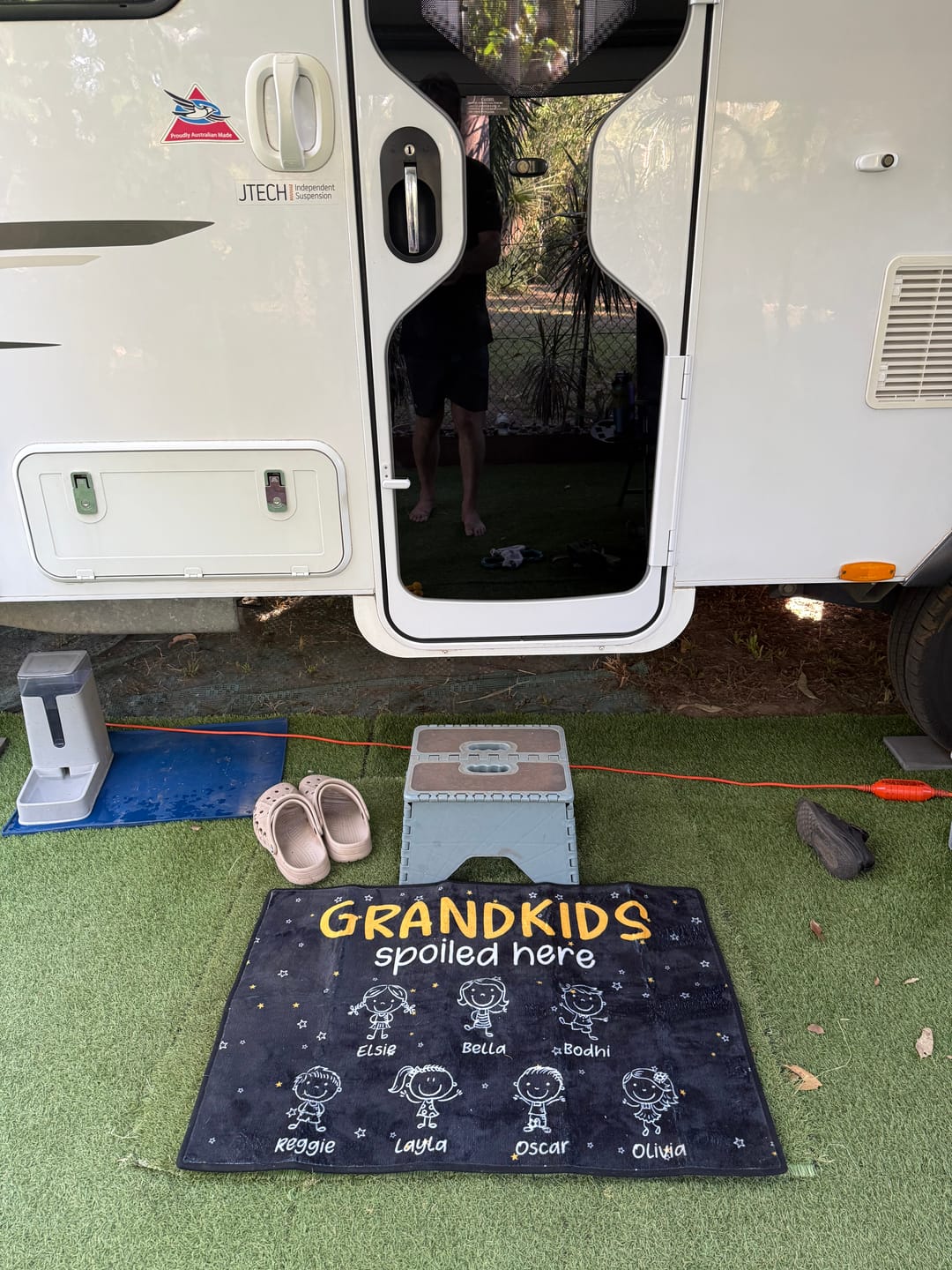 Customer photo review of Grandkids Spoiled Here Doodle - Personalized Doormat