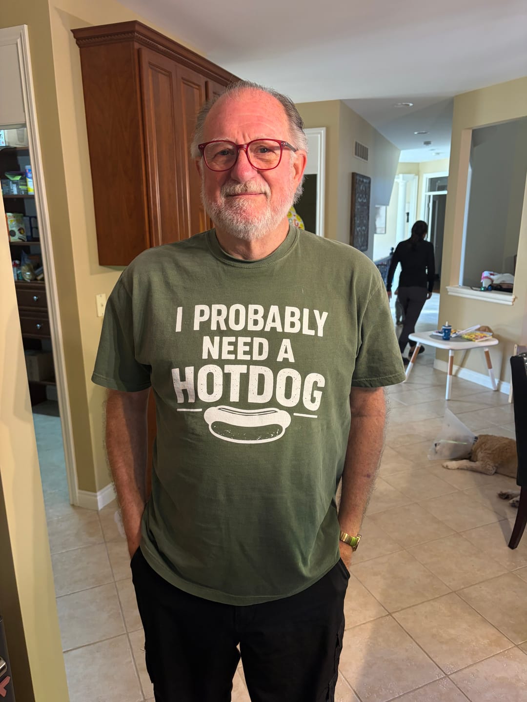 Customer photo review of Probably Need a Hotdog — Premium Tee
