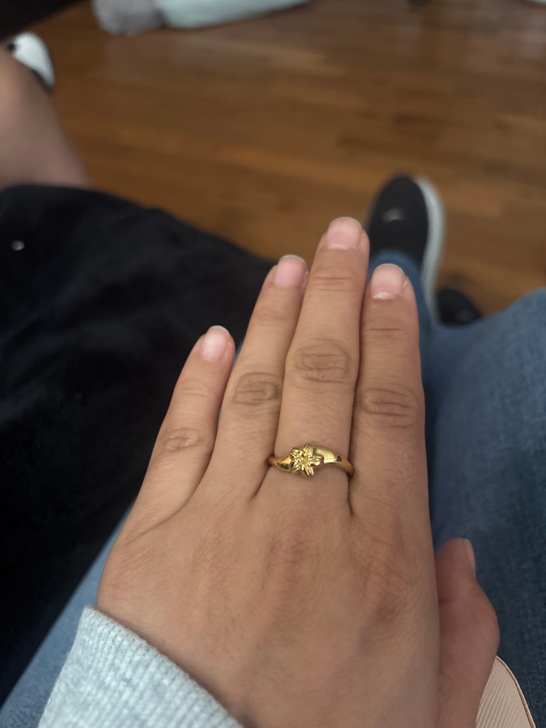 Customer photo review of Cowrie Plumeria Ring