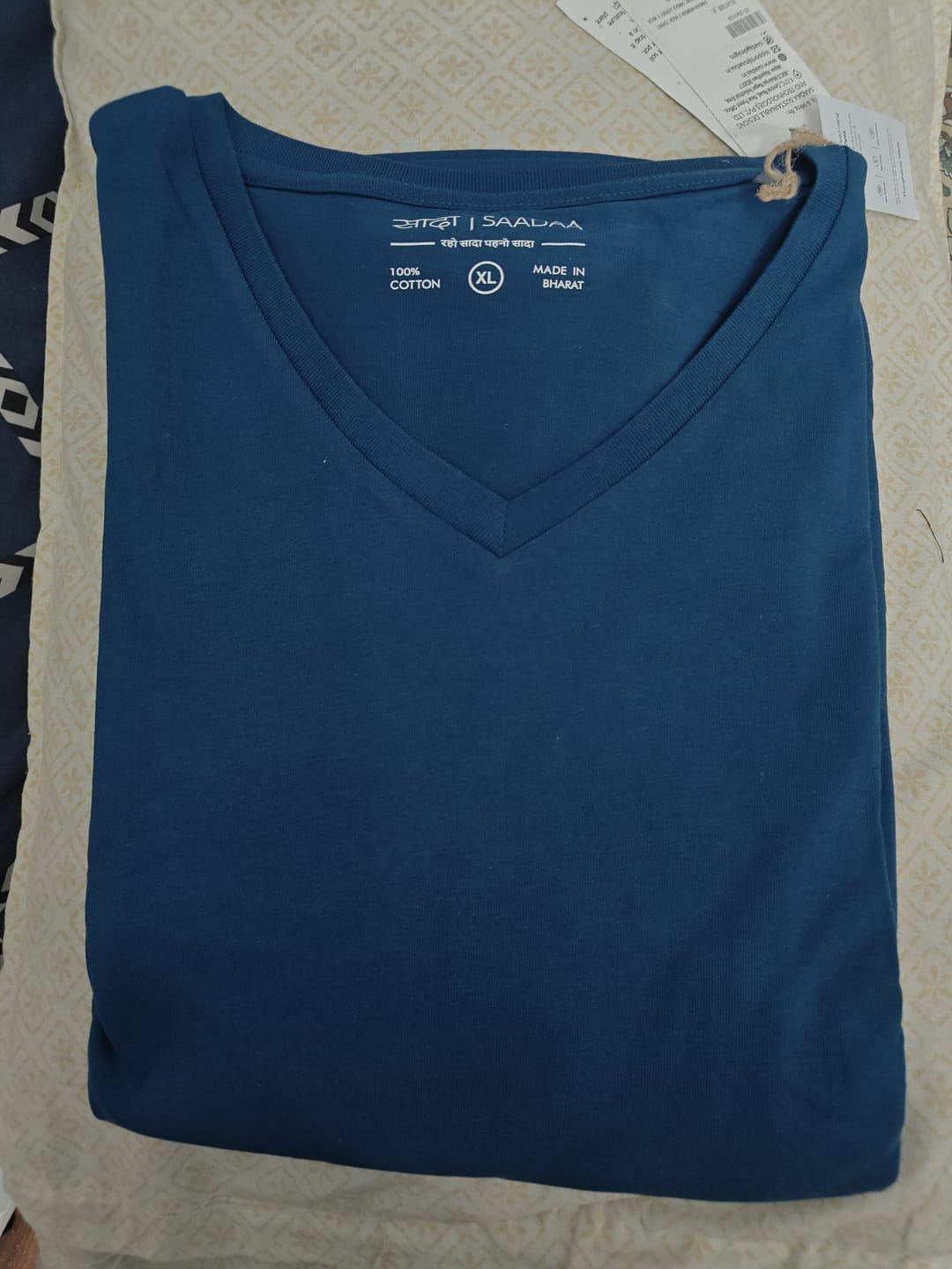 Customer photo review of Women Midnight Blue V-neck T-shirt
