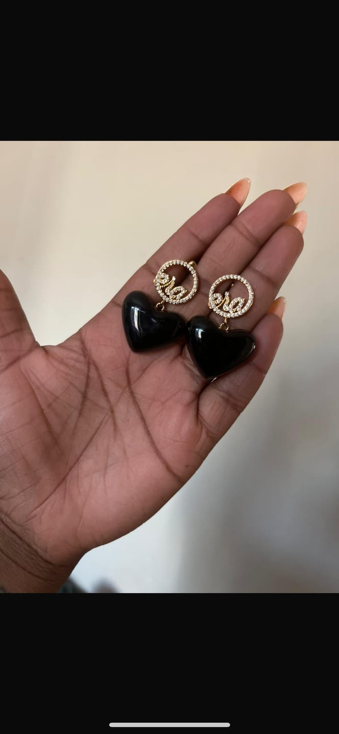 Customer photo review of Black Era Adore Gold Earrings