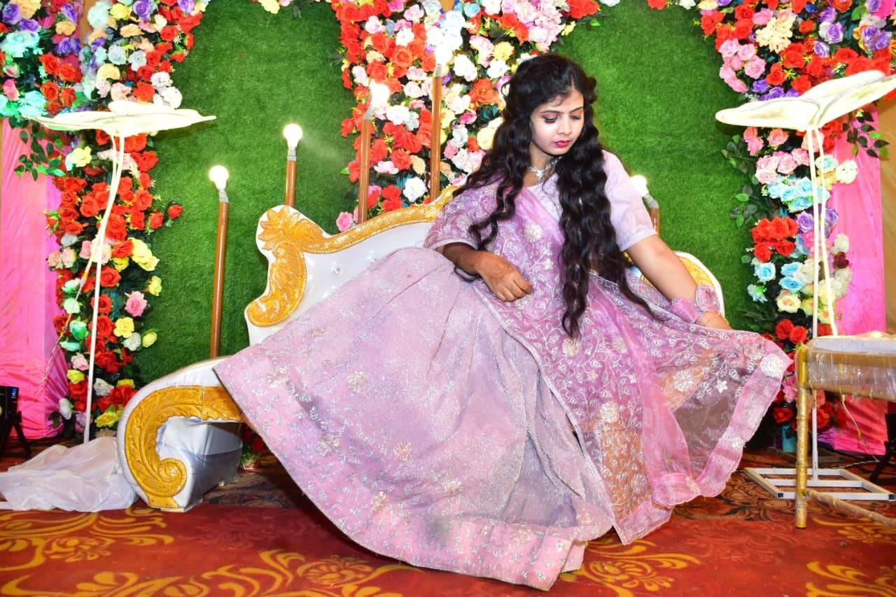 Customer photo review of Pretty Pink Beautiful Georgette Embellished With Beautiful Shimmer Dori Work Lehenga Choli