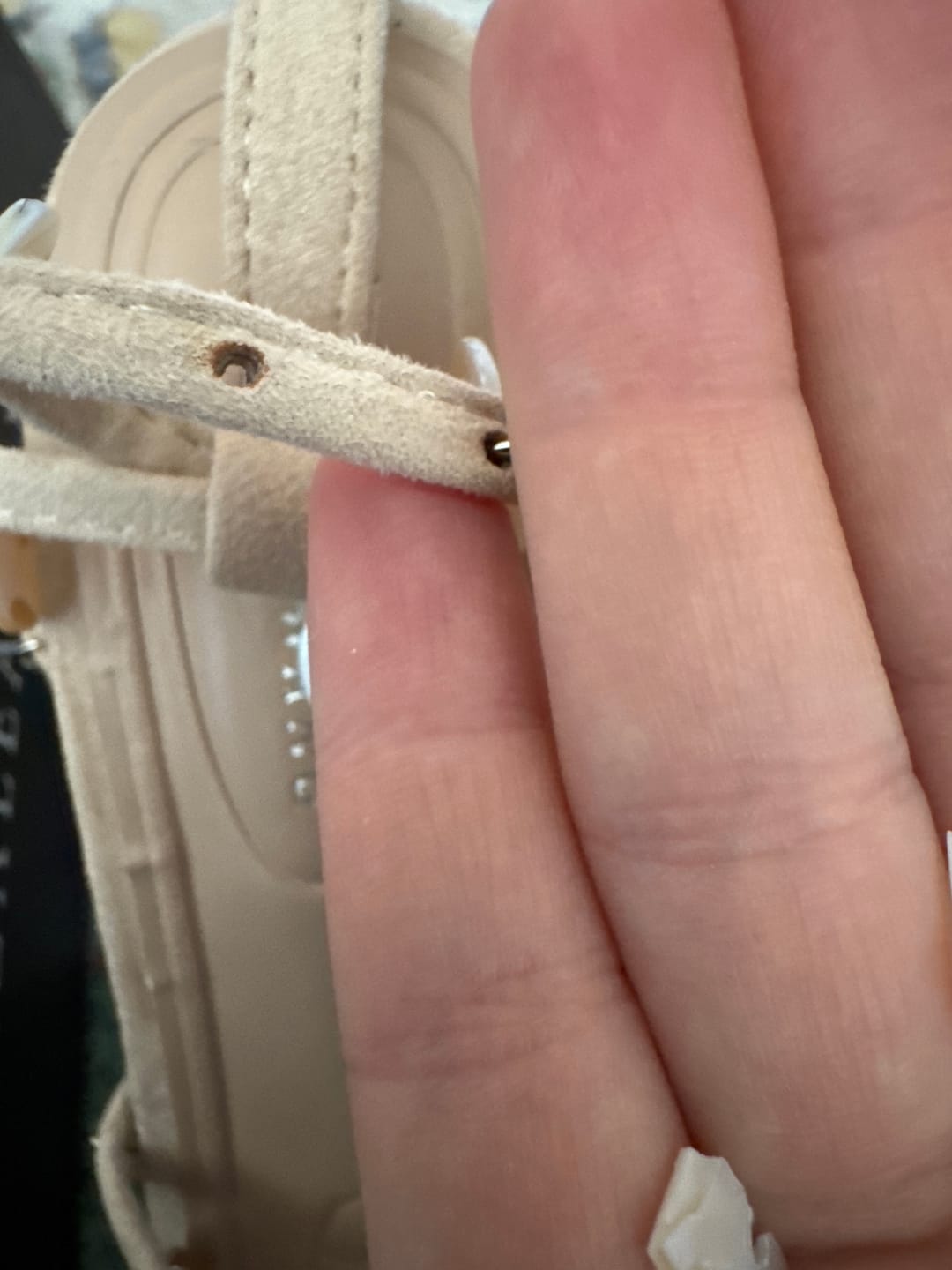 Customer photo review of ZAZZIE-NATURAL MOTHER OF PEARL PLATFORM SANDAL