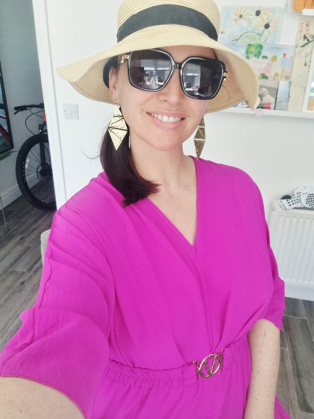 Customer photo review of Avery Magenta Front Slit Dress