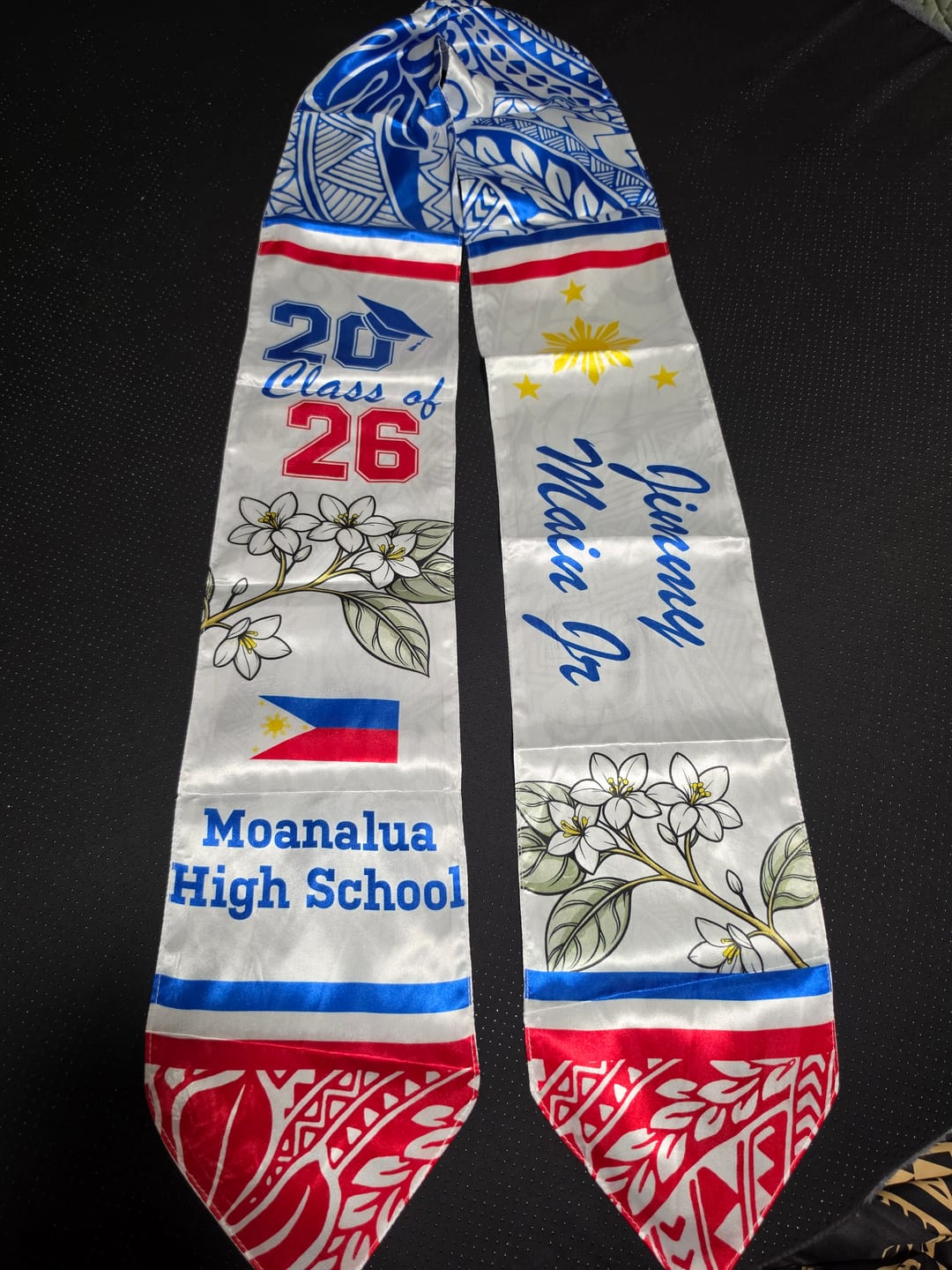 Customer photo review of Philippines Filipinos Graduation Stole Custom Class Of 2026 Tribal Pattern