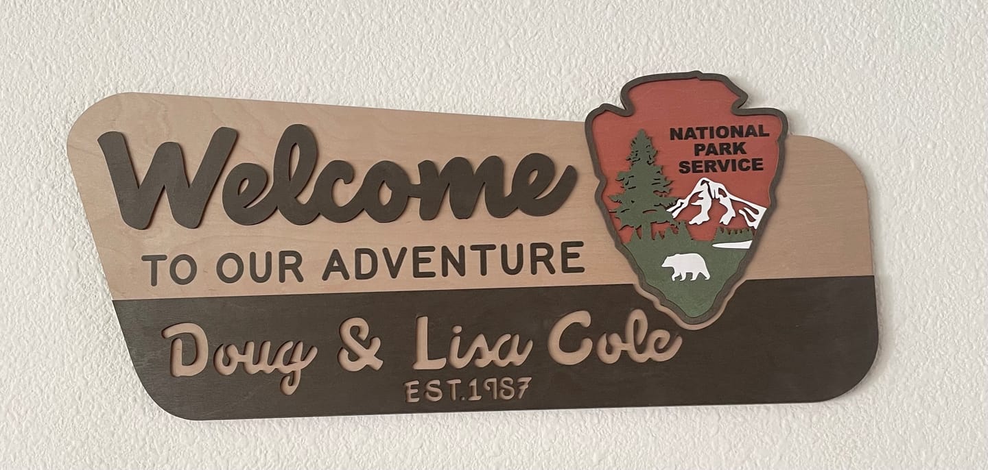 Customer photo review of 3D National Park Service Family Name Welcome Sign (Bear Design)
