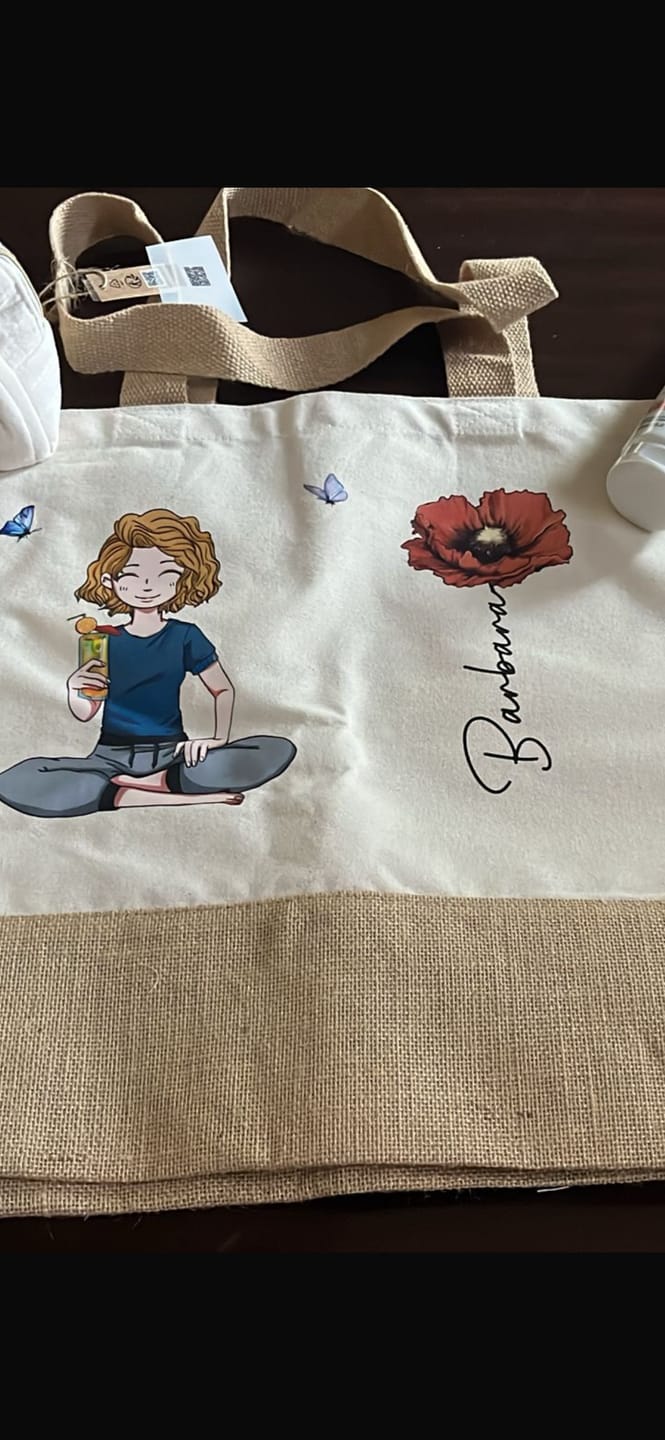 Customer photo review of Beachtime - Borsa da spiaggia personalizzata con fiore