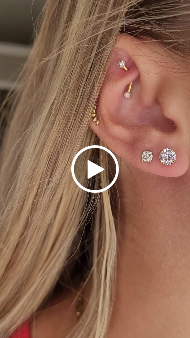 Customer video review of Solitaire CZ Stud Earrings in Gold Flashed Sterling Silver