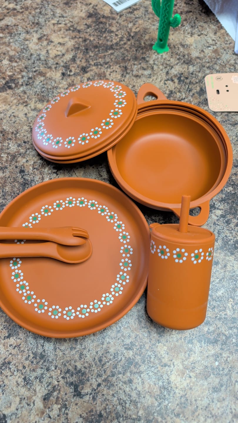 Customer photo review of PRE ORDER Mexican Clay Plate Baby Mexican Inspired Silicone Barro Meal Set