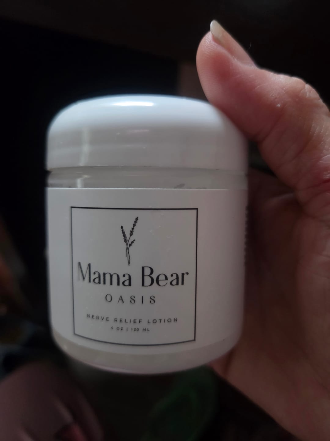 Customer photo review of Mama Bear Nerve Relief Lotion