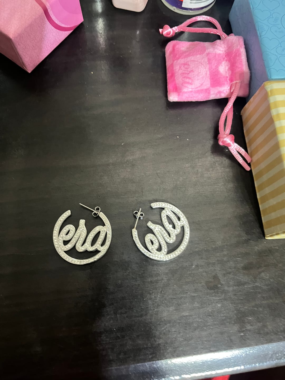 Customer photo review of Silver Luxe Mini Logo Hoops
