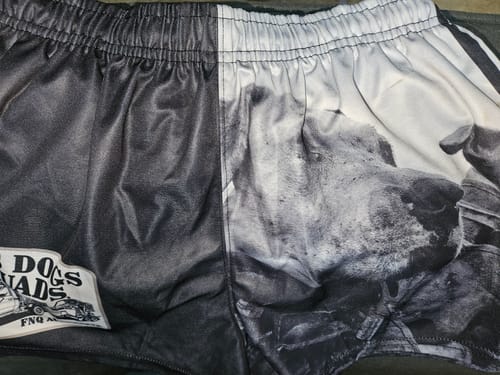 Customer photo review of Pig Dog Photo Footy Shorts WITH POCKETS