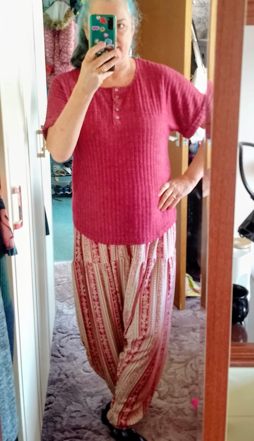 Customer photo review of Floral Stripes Viscose Challis Fabric