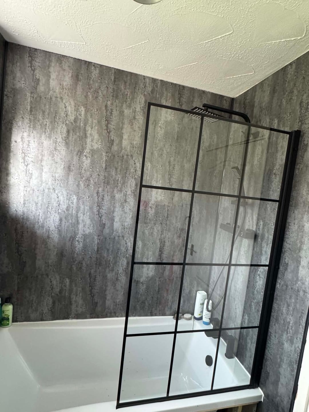 Customer photo review of Premium Black Graphite Matt Shower Wall Panel – 1M x 2.4M