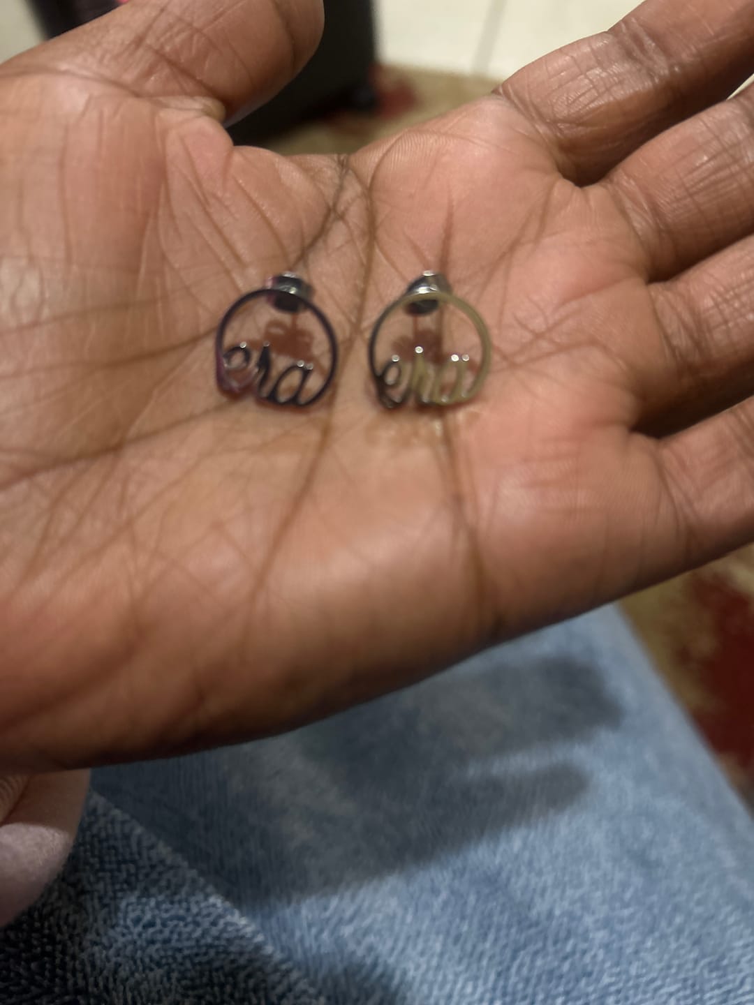 Customer photo review of Silver Era Logo Studs
