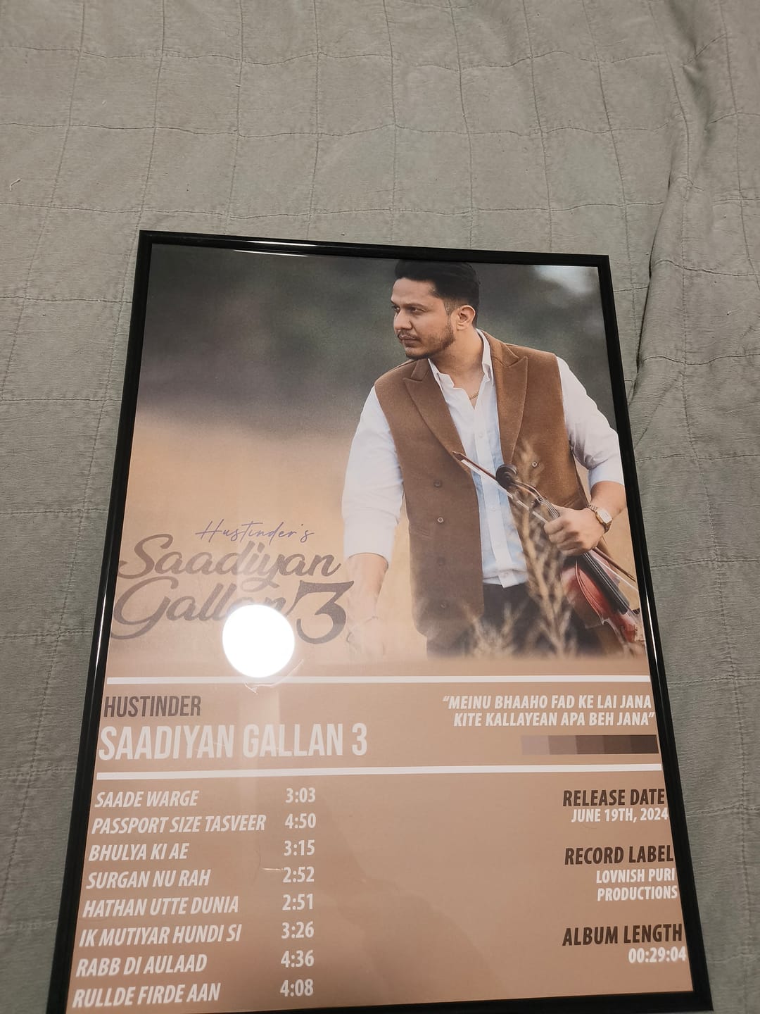 Customer photo review of Hustinder - Saadiyan Gallan 3 | ALBUM POSTER