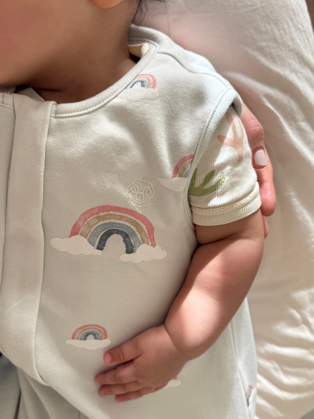 Customer photo review of 4 Season® Baby Sleep Bag with Feet, Merino Wool & Organic Cotton, Rainbow