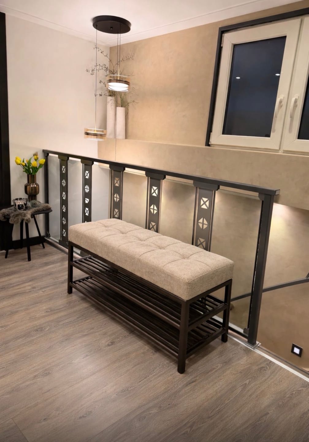 Customer photo review of Schoenenbank Lumi - Brons - Gepoedercoat Staal - 85 cm