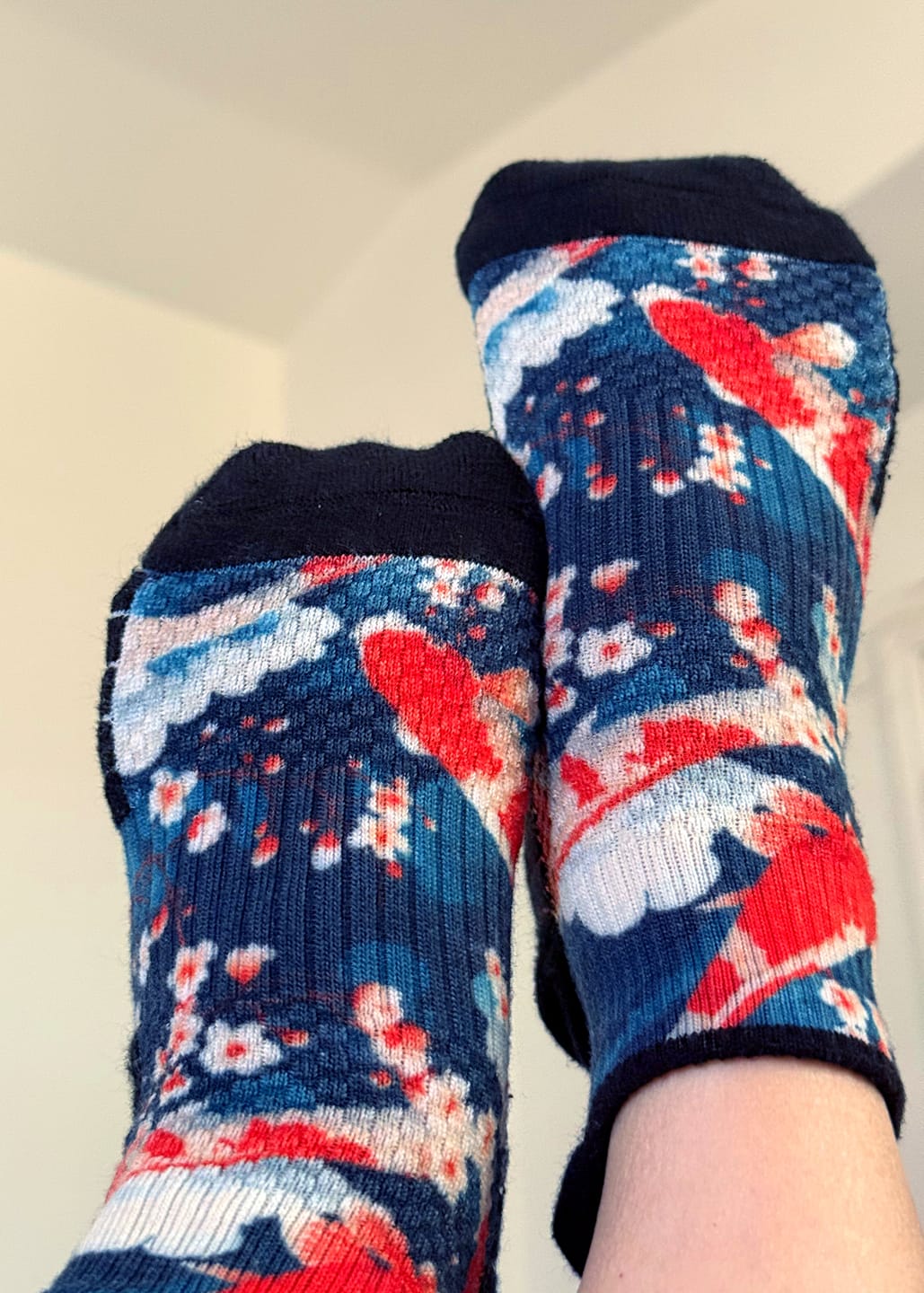 Customer photo review of Koi Blossoms  Ankle Compression Socks